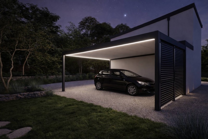 Installation d'un carport noir en aluminum près de Gardanne