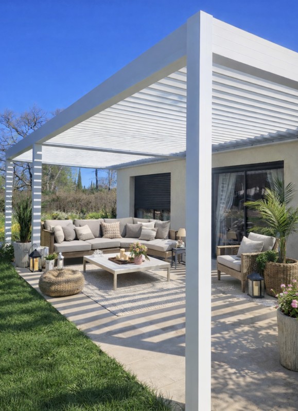 pergola bioclimatique en aluminium blanche